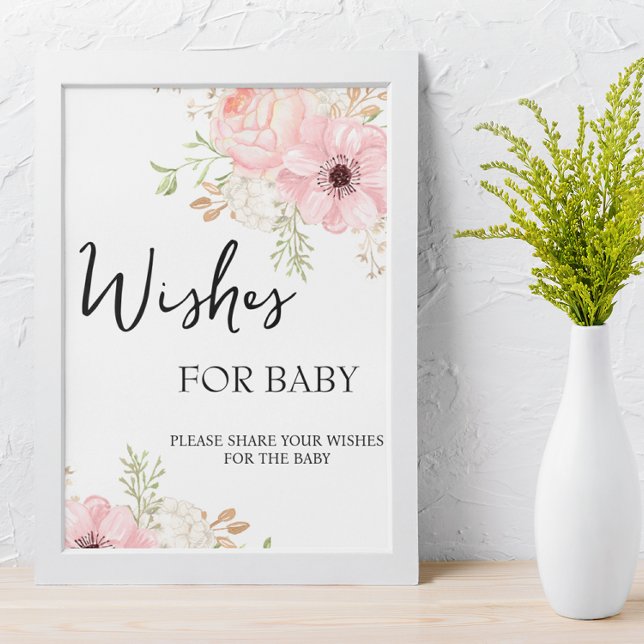 Rosa Blommigt Önskemål för Baby-tecken Poster (Skapare uppladdad)