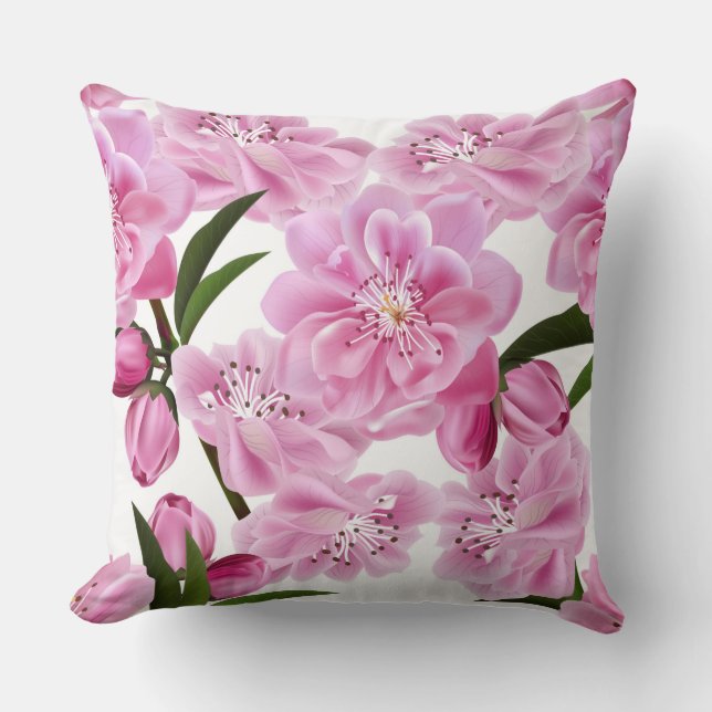 Rosa Blommigt/Orange Blommigt Reversible Pillow Kudde (Framsida)