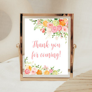 Rosa Blommigt Orange Citrus Tack for Coming Poster