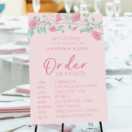 Rosa blommigt Ordningsföljd för händelser Bröllop- Poster