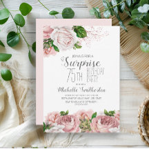  Rosa Blommigt Överraskning 75:e födelsedag Kvinno