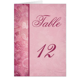 Rosa Blommigt Paisley Bordsnummer Card Hälsningskort