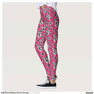 Rosa Blommigt Paisley Mönster Design Leggings