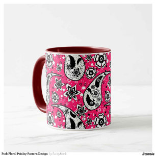 Rosa Blommigt Paisley Mönster Design Mugg