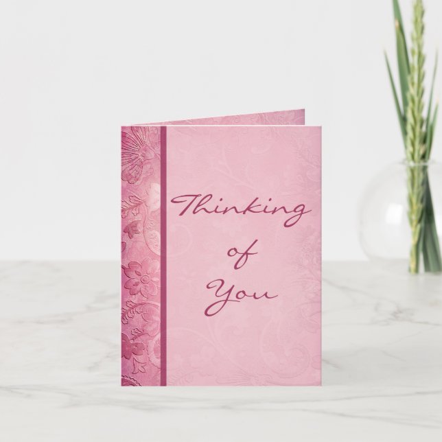 Rosa Blommigt Paisley Note Card Kort (Framsida)
