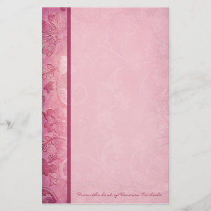 Rosa Blommigt Paisley Personlig Stationery Brevpapper