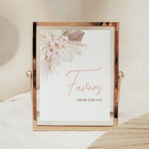 Rosa Blommigt Pampas Boho Baby Shower-favoriter Poster