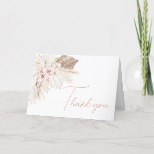 Rosa Blommigt Pampas Boho Baby Shower Tack Kort