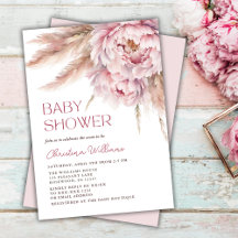 Rosa Blommigt Pampas Grass Baby Shower