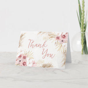 Rosa Blommigt Pampas Grass Baby Shower Tack Kort