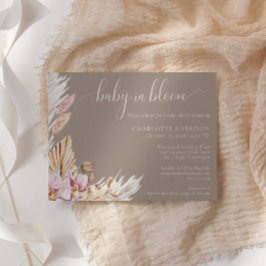 Rosa Blommigt Pampas Grass | Babyskor Inbjudningar