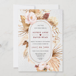 Rosa Blommigt Pampas Grass Handflatan Löv allt på  Inbjudningar