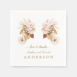 Rosa Blommigt Pampas Grass Torkade Handflatan Löv  Pappersservett