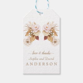 Rosa Blommigt Pampas Grass Torkade Handflatan Löv  Presentetikett