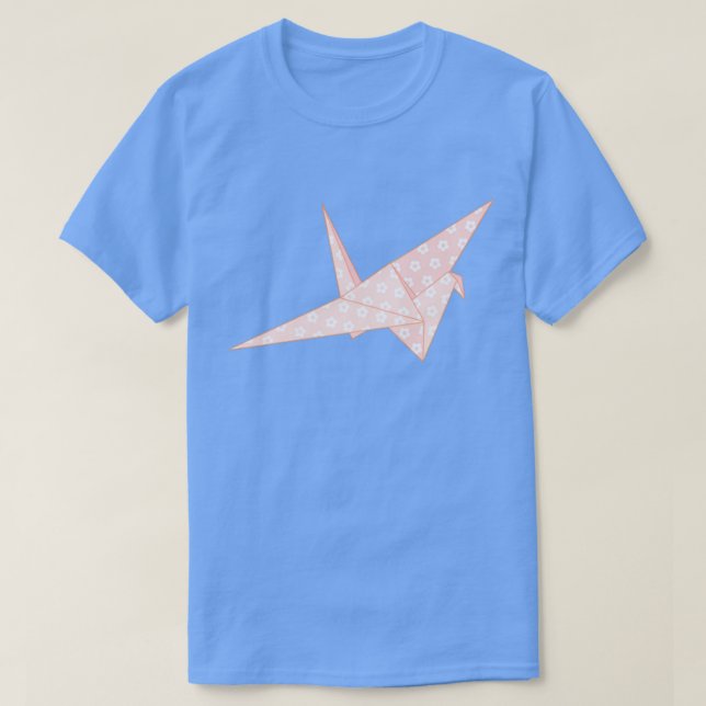 Rosa Blommigt Papper Crane T Shirt (Design framsida)