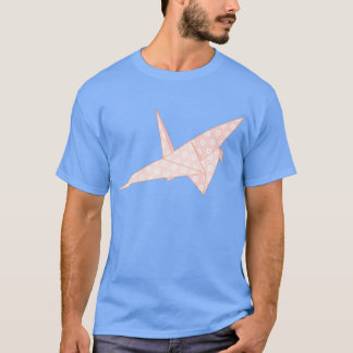 Rosa Blommigt Papper Crane T Shirt