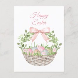 Rosa Blommigt Påsk Basket Helg Vykort