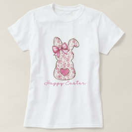 Rosa Blommigt Påskhare Coquette Bow T Shirt