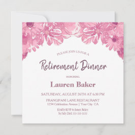 Rosa Blommigt Pension Middag Party-inbjudan Inbjudningar