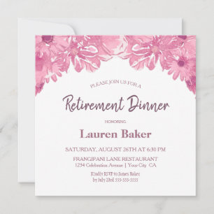 Rosa Blommigt Pension Middag Party-inbjudan Inbjudningar