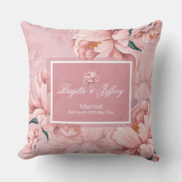 Rosa blommigt peony-blomma dekorativ kudde
