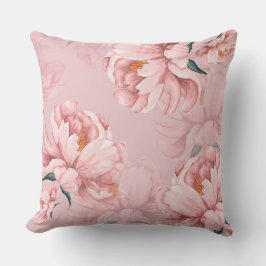 Rosa blommigt peony-blomma kudde
