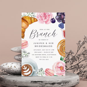 Rosa Blommigt Peony Bridesmaids Brunch Inbjudningar
