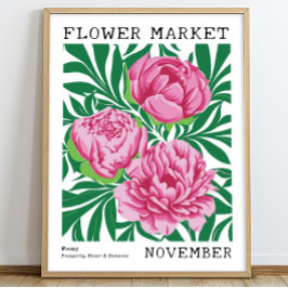 Rosa Blommigt Peony November Birkeland Market Poster