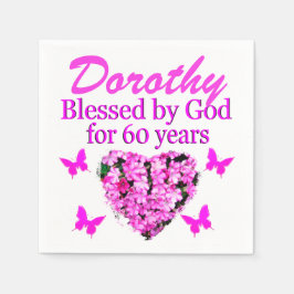 ROSA BLOMMIGT PERSONLIG 60 BIRTHDAY NAPKINS PAPPERSSERVETT