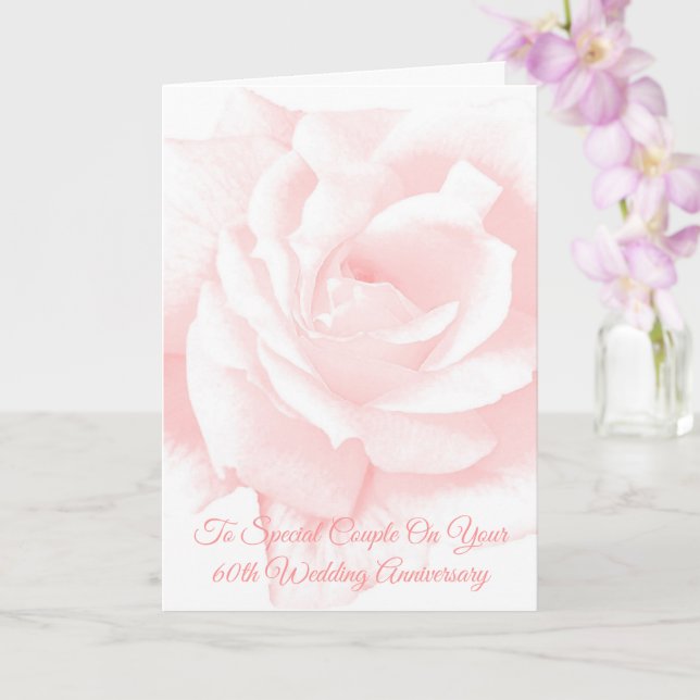 Rosa Blommigt Personlig 60:e Bröllop-årsdagen Kort (Orkide)