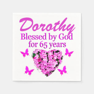 ROSA BLOMMIGT PERSONLIG 65E BIRTHDAY NAPKINS PAPPERSSERVETT
