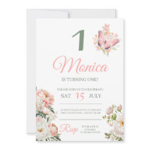 Rosa blommigt personlig födelsedagsfest inbjudan