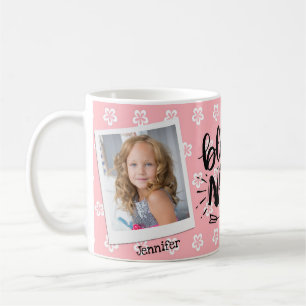 Rosa Blommigt Personlig Grandma Photo Mugg