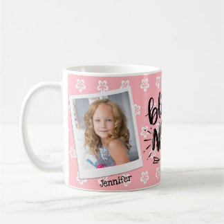 Rosa Blommigt Personlig Grandma Photo Mugg