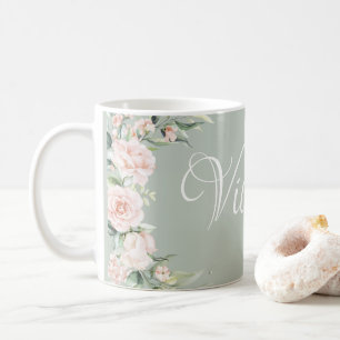 Rosa Blommigt Personlig Kaffemugg