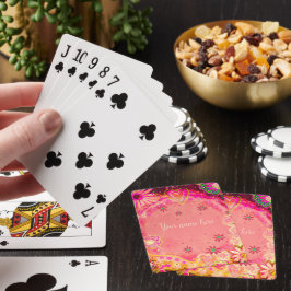 Rosa Blommigt Personlig Namn Inspirief Casinokort