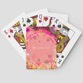 Rosa Blommigt Personlig Namn Inspirief Casinokort