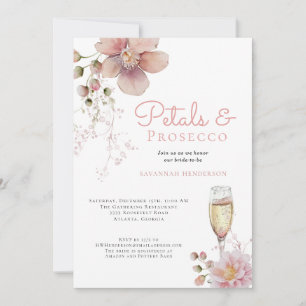 Rosa Blommigt Petals och Prosecco Möhippa Inbjudningar