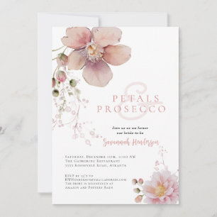 Rosa Blommigt Petals och Prosecco Möhippa Inbjudningar
