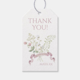 Rosa Blommigt Peter, Rabbit Monogram Baby Shower Presentetikett