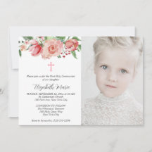 Rosa Blommigt & Photo First Communion for Girls