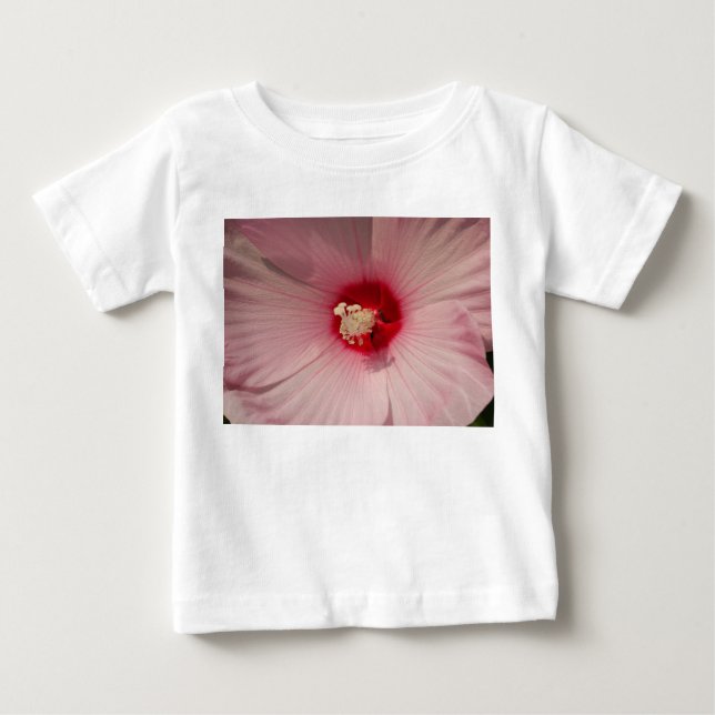 Rosa Blommigt Photo Hibiscus Småbarn Ruffle Tee (Framsida)