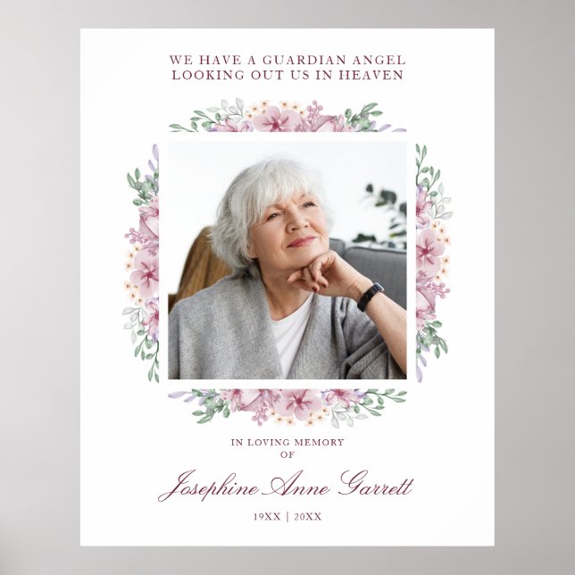 Rosa Blommigt Photo Remcomed Bröllop Bästa Ones Poster (Framsidan)