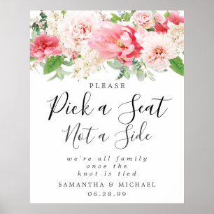 Rosa Blommigt Plocka ett säte som inte är ett sido Poster