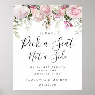 Rosa Blommigt Plocka ett säte som inte är ett sido Poster