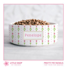 Rosa Blommigt Polka Dot Personlig Pet