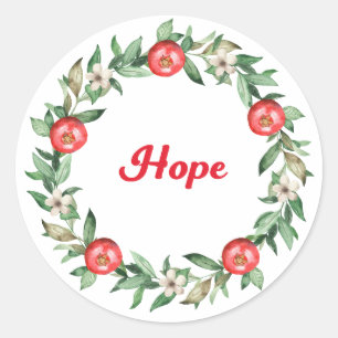 Rosa Blommigt Pomegranate Andlig Stickers - Hope Runt Klistermärke