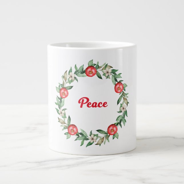 Rosa Blommigt Pomegranate Jumbo Peace Mugg Jumbo Mugg (Framsidan)