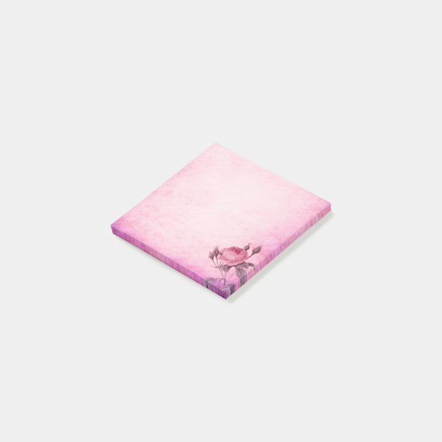 Rosa blommigt Post it-anteckningar Post-it Block (Vinklad)