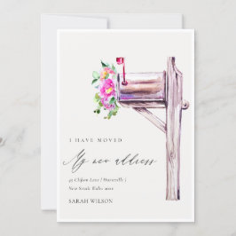 Rosa Blommigt-postlåda jag har Flyttat kort